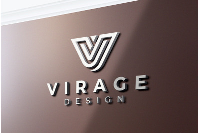 3D Logo Mockup White Logo On Office Wall