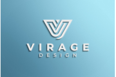 3D White Logo Mockup on Light Blue Wall