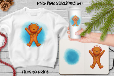 Gingerbread man sublimation. Design for printing