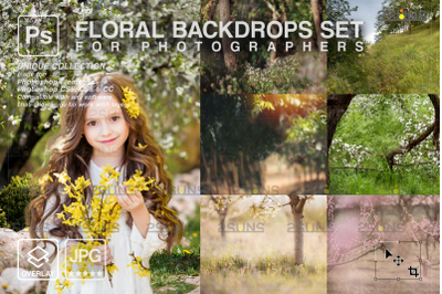 Floral Backdrop &amp; Photoshop overlay: Flower overlays, Easter digital