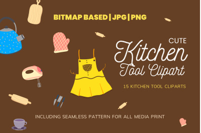 Kitchen Tool 14 Clipart Plus Seamless Pattern