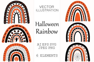 Halloween rainbow. Rainbow SVG. Ghost Skull Pumpkin rainbow&nbsp;