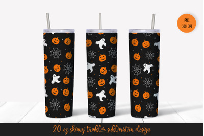 Halloween pumpkins and ghosts tumbler sublimation wrap