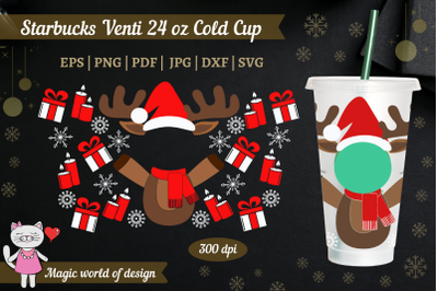 Christmas Reindeer for starbucks Cup 24 oz