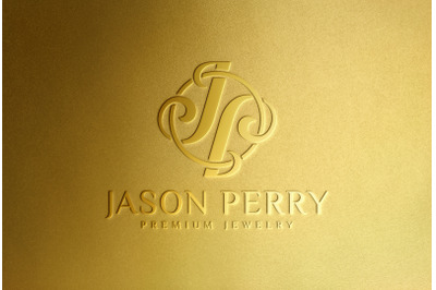 Molded Glossy Gold Logo Mockup on Golden Surface