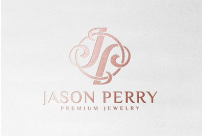 Rose Gold foil stamping logo Mockup on white textured paper