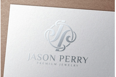 Silver Foil Stamping Logo Mockup on White Paper Card