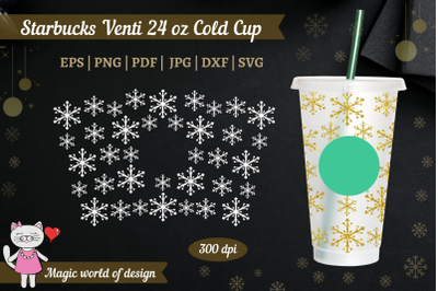 Christmas snowflakes Svg, for starbucks Venti Cold Cup 24 Oz