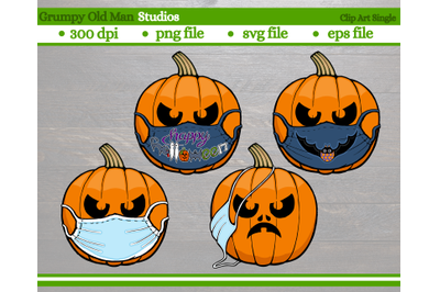jack o lanterns wearing covid masks | Halloween design