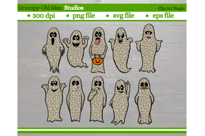 funny Halloween ghosts in leopard prints