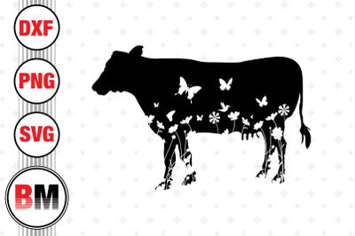 Cow Floral SVG, PNG, DXF Files