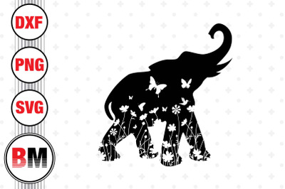 Elephant Floral SVG, PNG, DXF Files