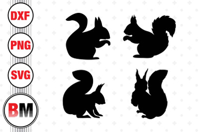 Squirrel Silhouette SVG, PNG, DXF Files