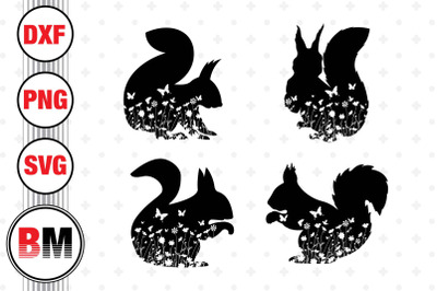 Squirrel Floral SVG, PNG, DXF Files