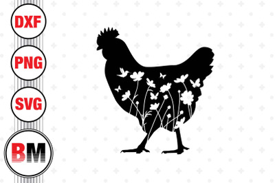 Chicken Floral SVG, PNG, DXF Files