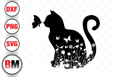 Cat Floral SVG, PNG, DXF Files