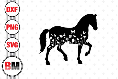 Horse Floral SVG, PNG, DXF Files
