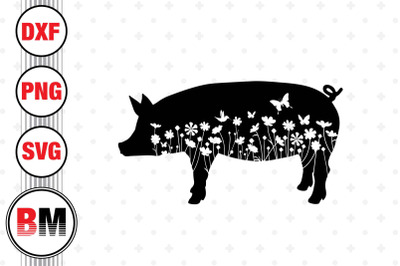 Pig Floral SVG, PNG, DXF Files