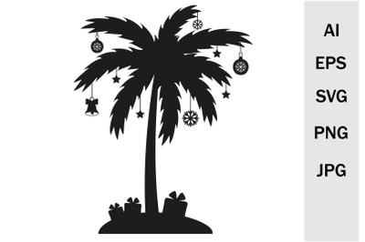 Christmas palm tree template with garland, svg cutting files