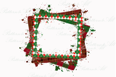 Christmas Plaid Frame PNG, Plaid Background,Transparent Sublimation De