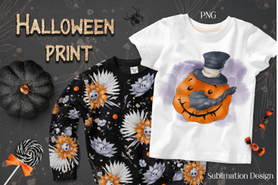 Halloween Pumpkin sublimation. Design for printing.