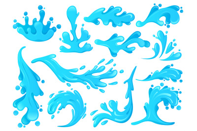 Ocean water waves, blue splash wavy swirls. Blue sea waves and splashe