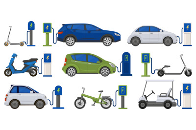 Electric eco friendly transport powered with charging station. Renewab