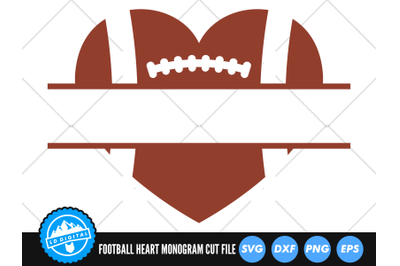 Football Heart Monogram SVG | Football Love Heart | Split Name Frame S