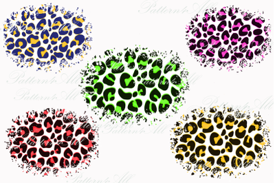 5 Splatter Colors Cheetah Pack, Sublimation for element,Distress Cheet