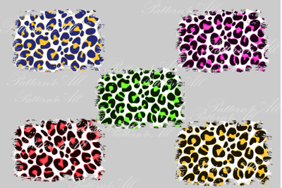 5 Splatter Colors Cheetah Pack, Sublimation for element,Distress PNG