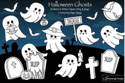 Halloween Digital Stamps, Halloween clipart, Ghost,  S44