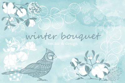 Winter bouquet. Vector collection.