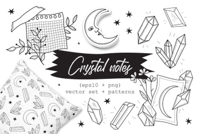 Crystal notes. Clipart + patterns