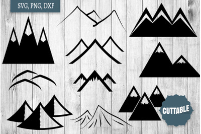 Mountain SVGs, Flat Mountain cut files, Mountain Silhouette cut file