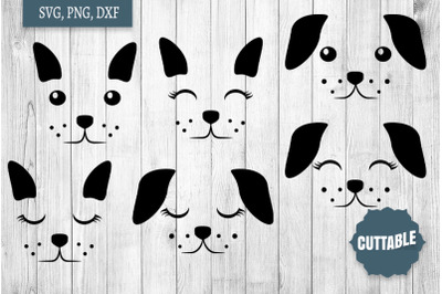 Dog Face SVG, Cut Dog Faces Cut file bundle, Doggy Face SVG
