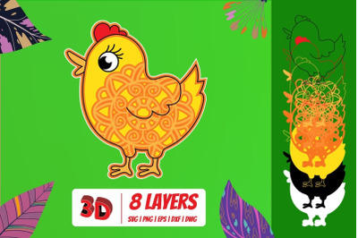 3D Chick SVG Cut File