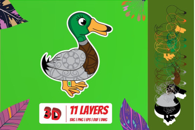 3D Duck SVG Cut File