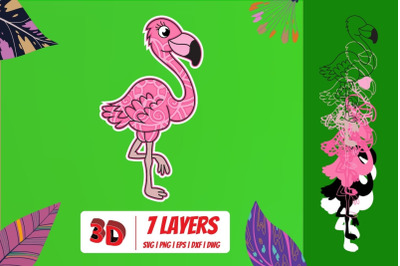 3D Flamingo SVG Cut File