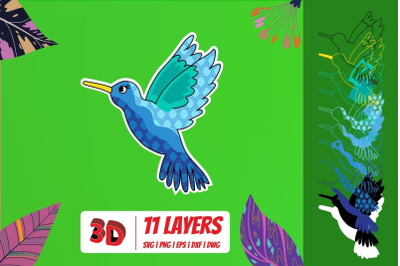 3D Hummingbird SVG Cut File