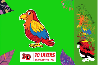 3D Parrot SVG Cut File