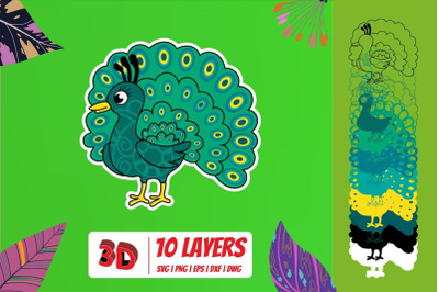 3D Peacock SVG Cut File