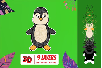 3D Penguin SVG Cut File