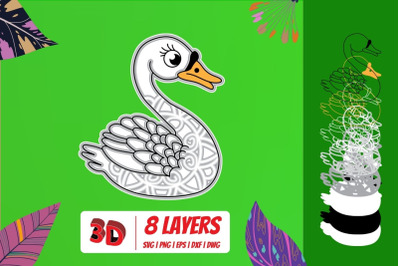 3D Swan SVG Cut File