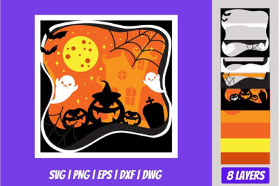 Halloween Shadowbox 3D Layered SVG Cut File