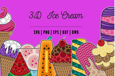 3D Ice Cream SVG Bundle