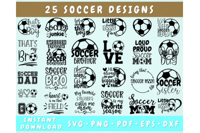 25 Soccer Quote SVG Bundle, Soccer Fan SVG, Soccer Sayings SVG