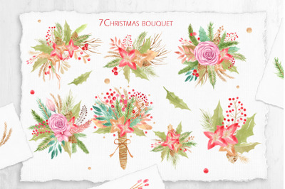 Watercolor Christmas Floral Arrangement