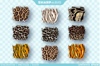 Distressed Square Patterns PNG | Leopard Sublimation Bundle
