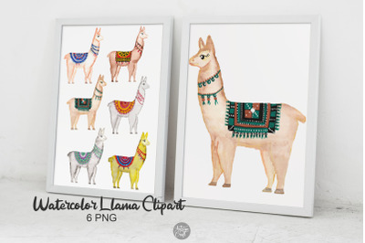 Llama watercolor clipart