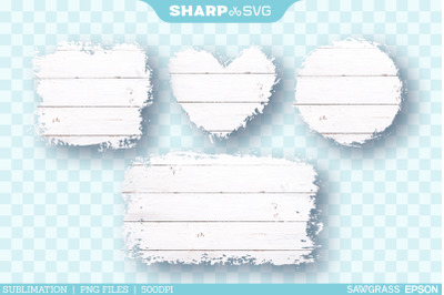 Distressed White Wood 1 Sublimation PNG | Square Heart Circle Rectangl